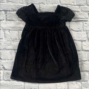 Joe Fresh Black Velvet Dress with Sheer Polka Dot Sleeve